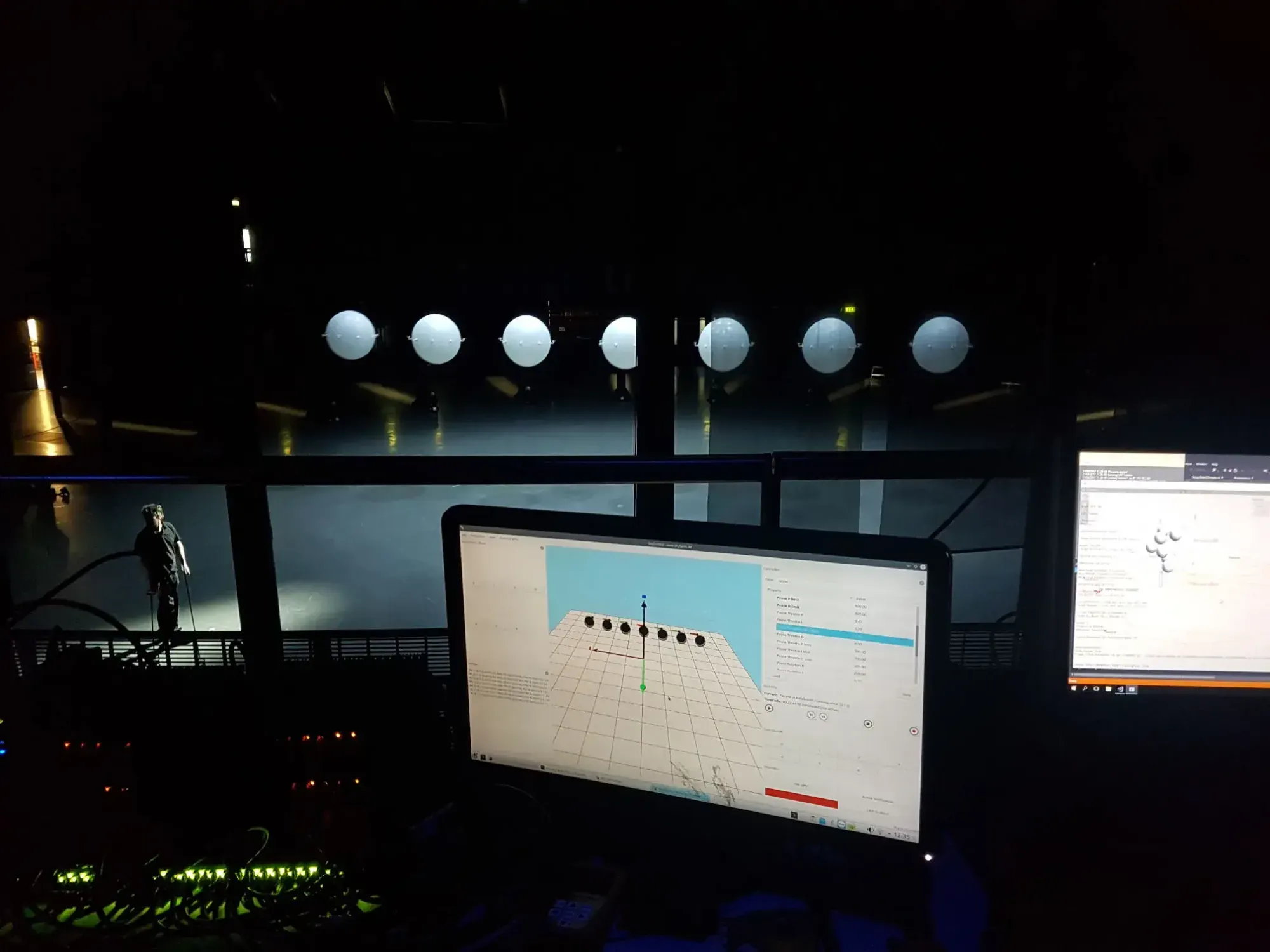 SkyTrack control station running a show with a row of flying orbs